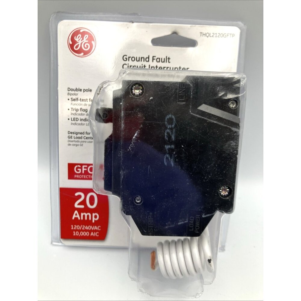 GE THQL2120GFTP 20 Amp Double Pole Ground Fault Breaker with Self-Test